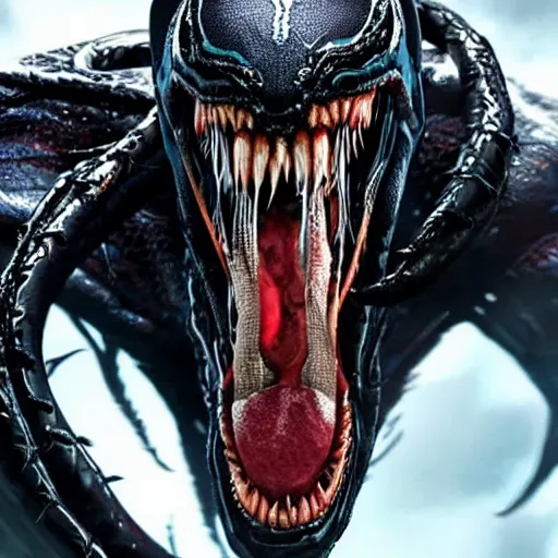 Prompt: venom from spiderman roaring, 8k, hyper realistic,fine details, foreboding