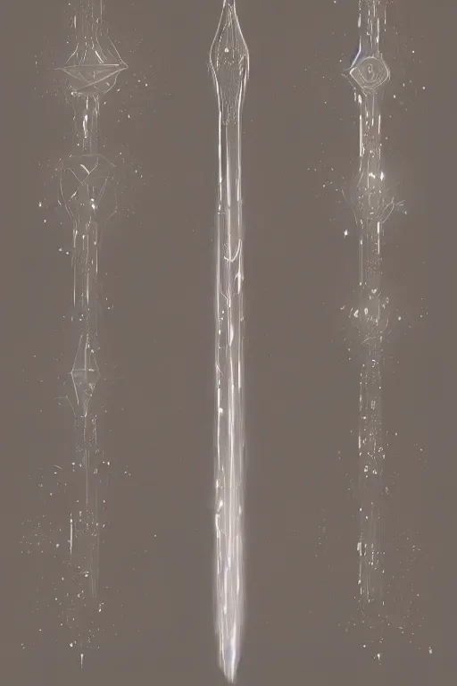 Prompt: a water magical staff, sparkling aura, bokeh, ultrafine detail, concept art, dnd, digital art, artstation