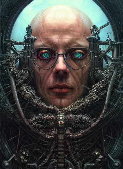 Image similar to portrait of necromancer, hyper detailed masterpiece, dystopian background, jean giraud, digital art painting, darkwave goth aesthetic, lovecraftian, artgerm, donato giancola and tom bagshaw