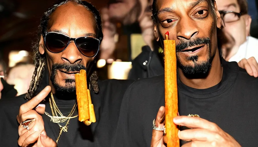 Prompt: Snoop Dogg smokes a big joint with red eyes