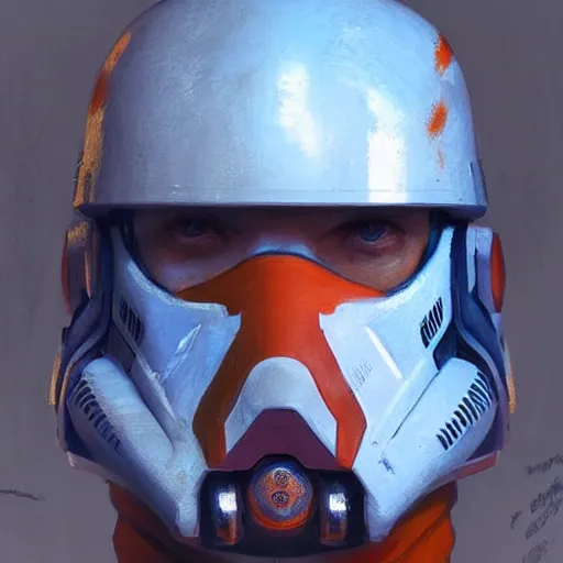 Image similar to portrait of a man by greg rutkowski, a soldier of the new galactic republic, wearing a white, blue and orange tactical gear, star wars expanded universe, highly detailed portrait, digital painting, artstation, concept art, smooth, sharp foccus ilustration, artstation hq