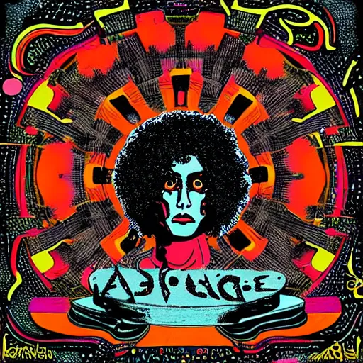 Image similar to post - punk new age album cover, black, white, orange, psychedelic, magic, deforge michael