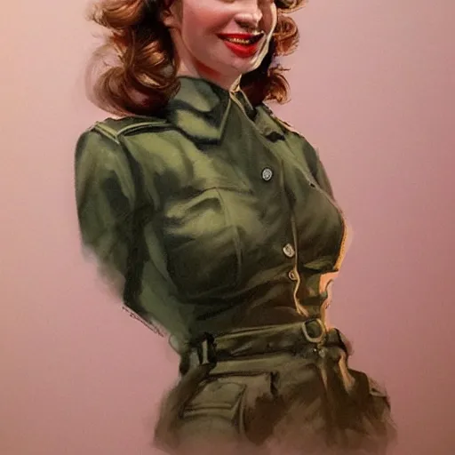 Prompt: smiling, happy, beautiful, intelligent, powerful, female ww 2 pilot, 2 9 years old, loving eyes, fully clothed, wise, beautiful, dramatic lighting, sharp focus, by stanley artgerm, dramatic lighting, trending on artstation, flat colour, geometric curves, gradient filter, art deco patterns