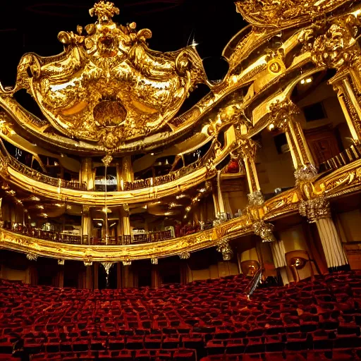 Image similar to high quality, high detail, vienna operahouse interior, burning jungle set design, photorealistic lighting