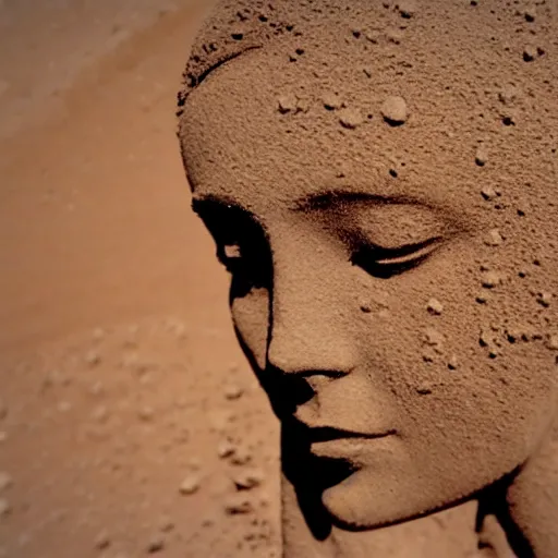 Image similar to virgin mary face image in soil on mars photo