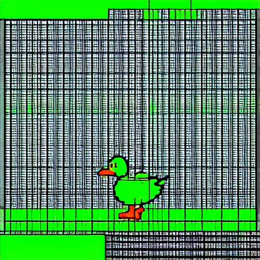 Prompt: A picture of a duck, ZX Spectrum graphics style