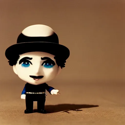 Image similar to charlie chaplin as nendoroid, 8 k hd dof, cinestill 8 0 0 t,