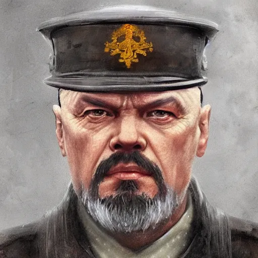 Image similar to vladimir lenin as holy god emperor of mother russia, colourised, face portrait, epic, military art, fantasy, dieselpunk, hd shot, digital portrait, beautiful, artstation, comic style, by artgerm, guy denning, jakub rozalski, magali villeneuve and charlie bowater