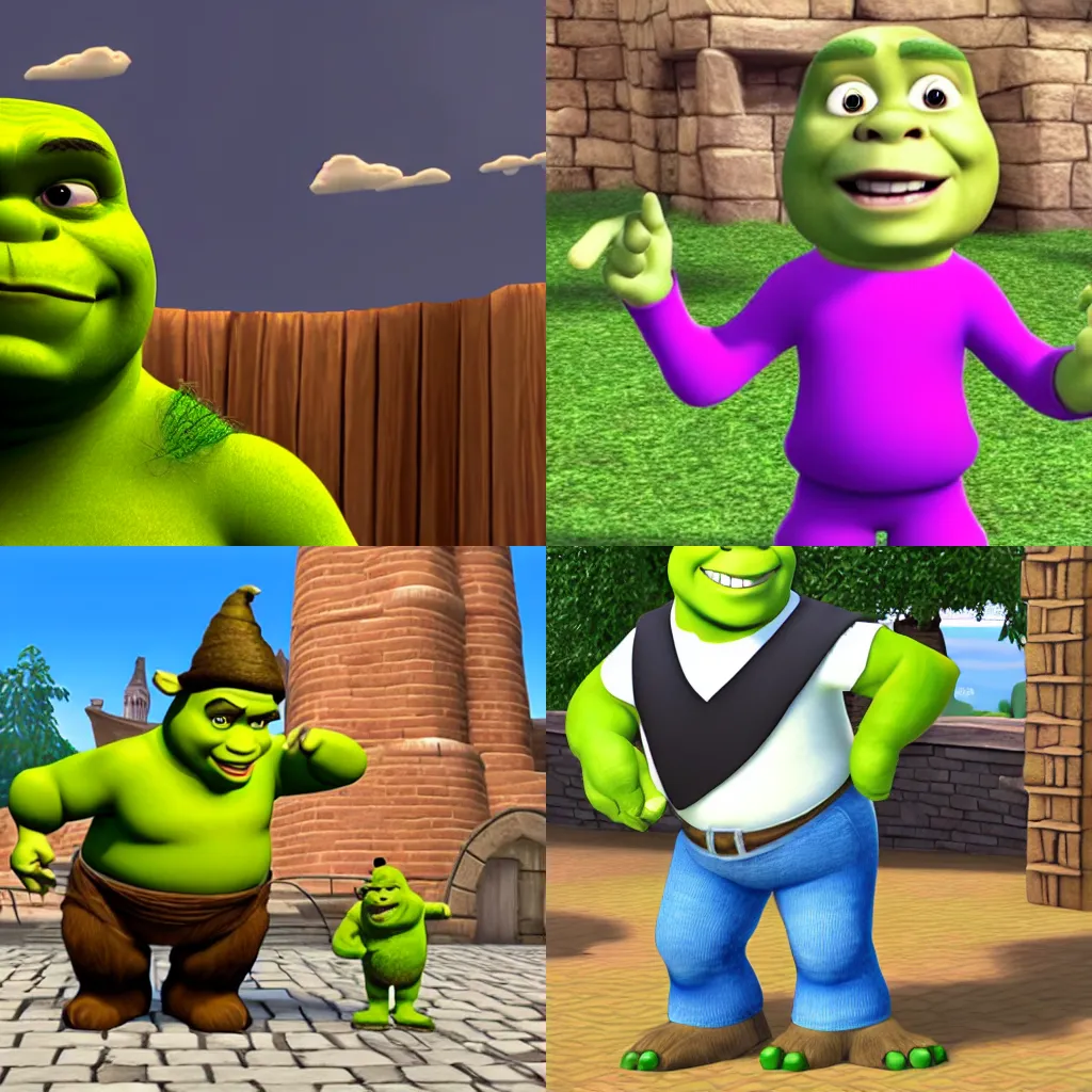 Prompt: Shrek as a Mii Character, Wii, full body