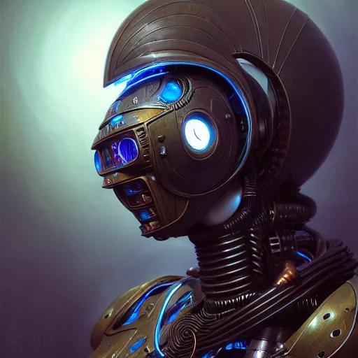 Image similar to low angle shot of a cyberpunk gazmask robot character, intricate, elegant, highly detailed, centered, digital painting, artstation, concept art, smooth, sharp focus, illustration, artgerm, Tomasz Alen Kopera, Peter Mohrbacher, donato giancola, Joseph Christian Leyendecker, WLOP, Boris Vallejo