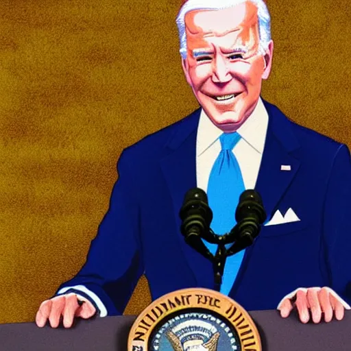 Prompt: An embroidered portrait of Joe Biden