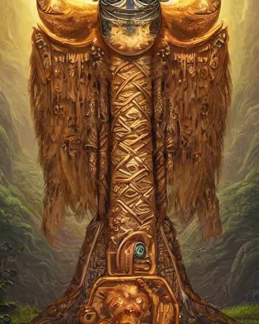 Image similar to digital painting of a toki pona totem by filipe pagliuso and justin gerard, symmetric, fantasy, detailed, intricate, sharp focus, tarot card, gwent