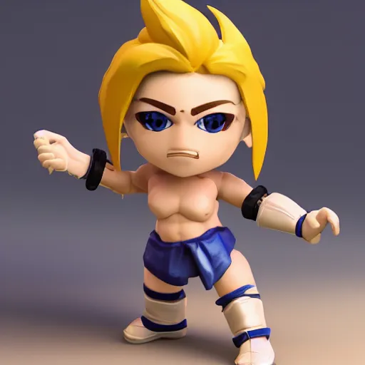 Image similar to plastic toy cute chibi figurine of vega from street fighter, blender, unreal engine, concept art, octane render, highly detailed, smooth, sharp focus