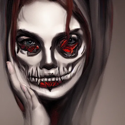 Image similar to Female death holding a mask, kodachrome, high contrast, highly detailed, sharp focus, digital painting, concept art, illustration, trending on artstation,