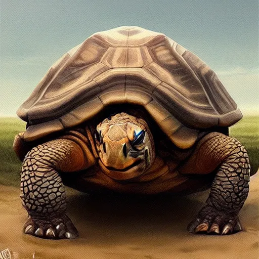 Image similar to amazingly beautiful portrait of a hyper realistic mitch mcconnell as a tortoise painted by greg rutkowski, artgerm, beautiful lighting, masterpiece, epic, 4 k