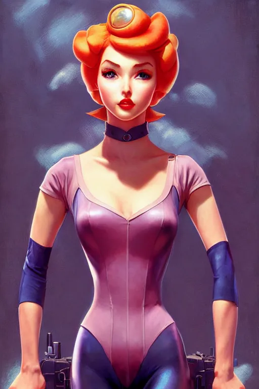 Image similar to retro racer princess peach as aeon flux profile picture by Margaret Keane, dynamic pose, intricate, futuristic, fantasy, elegant, by Stanley Artgerm Lau, greg rutkowski, thomas kindkade, alphonse mucha, loish, norman Rockwell,