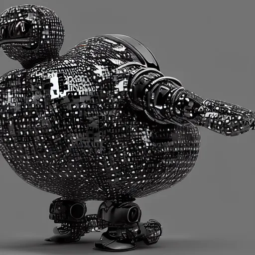Prompt: a centered detailed render of a cybernetic enhanced rubber ducky, unreal engine render