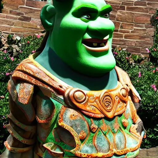 Prompt: life-size elaborate jade sculpture of Shrek