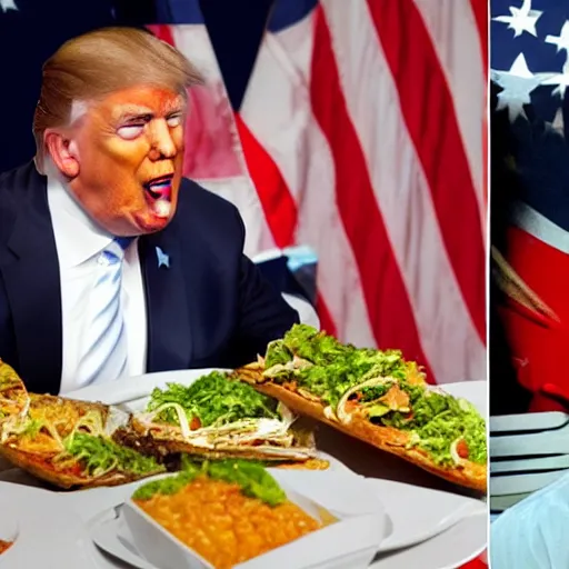 Prompt: trump eating mexicans