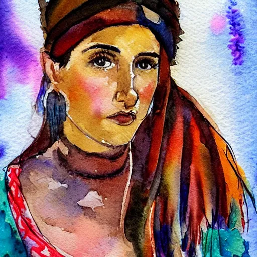 Image similar to Portrait of young gypsy woman. Fortune teller. Watercolor