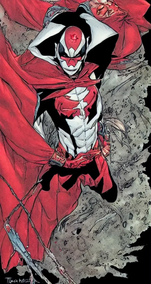 Image similar to a beautiful portrait of Todd Mcfarlane's Spawn, in Travis Charest style
