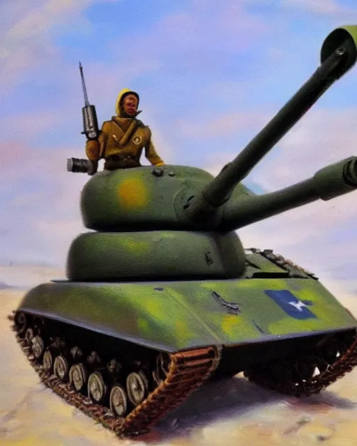 Image similar to t - 3 4 mech!!! armed with a tank cannon for an arm, humanoid figure, oil painting, soviet tank, tribal yurta, postapocalyptic, sharp focus