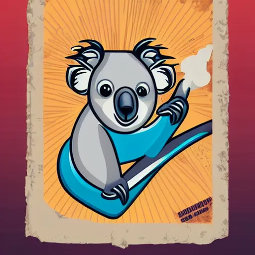 Image similar to Propaganda poster of koala, sticker, highly detailed, colorful, illustration, smooth and clean vector curves, no jagged lines, vector art, smooth