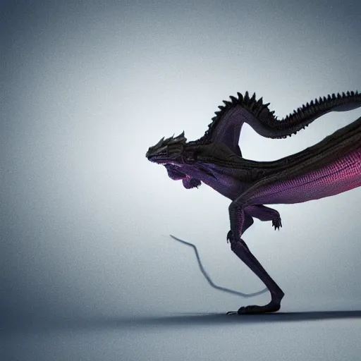 Prompt: an alien mimicking the form of a dragon, octane render, 3D, 20B parameters