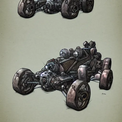 Image similar to planescape art style car concept