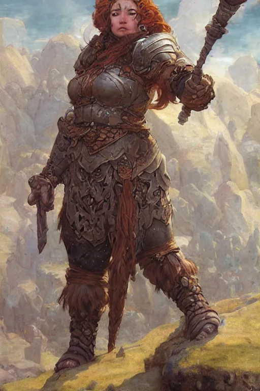 Image similar to a dwarven female warrior, by Edgar Maxence and Ross Tran and Michael Whelan