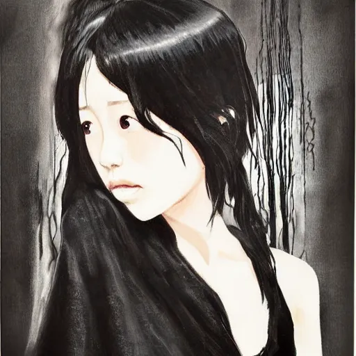 Image similar to Harry Weisburd Artwork Black Wet Hair, Hachishakusama (Eight-Feet-Tall) #One shot - Goddess