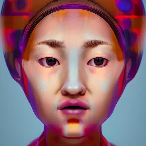 Image similar to abstract 3d female portrait age 10 by james jean and Jason Chan, redering, redshift, octane