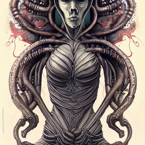 Prompt: Lofi Giger Lovecraft Lovecraftian portrait Pixar style by Tristan Eaton Stanley Artgerm and Tom Bagshaw