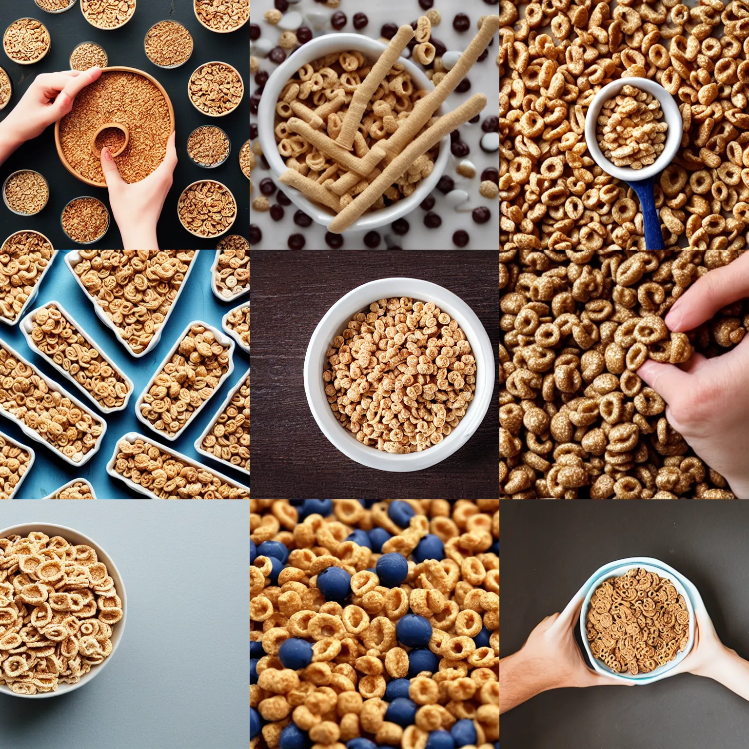 Prompt: cereal made of human fingers