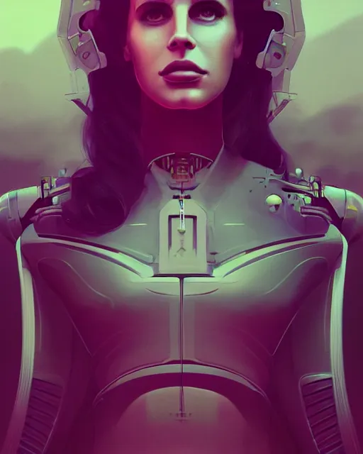 Image similar to portrait of lana del rey as a cyborg. intricate abstract. intricate artwork, by tooth wu, wlop, beeple, dan mumford. concept art, octane render, trending on artstation, greg rutkowski very coherent symmetrical artwork. cinematic, key art, hyper realism, high detail, octane render, 8 k, iridescent accents