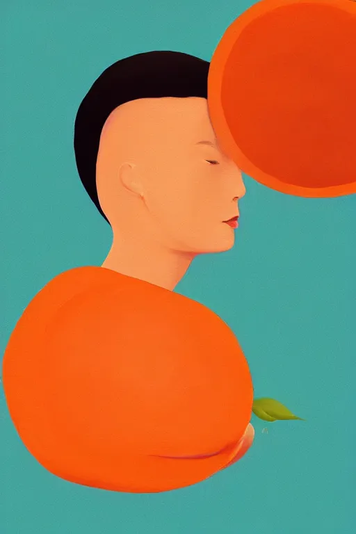 Image similar to painting of an orange in the style of hsiao - ron cheng