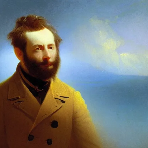 Prompt: portrait of Isaac Clarke by Ivan Aivazovsky