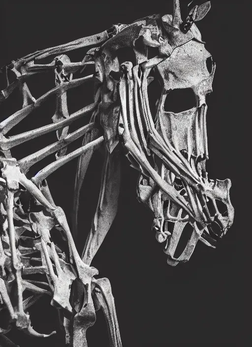 Image similar to skeleton of a horse in a dark veil, dark and mysterious, stopped in time, atmospheric, ominous, eerie, cinematic, epic, 8 k, 4 k, ultra detail, ultra realistic