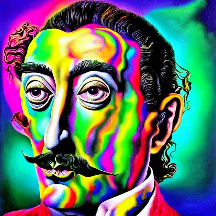 Prompt: An extremely psychedelic portrait of Salvador Dali, Extremely Highly detailed, Occult, funny, humorous, humor, hilarious, funny, entertaining, magical, trending on artstationHQ, LSD, diffuse lighting, fantasy, intricate, elegant, highly detailed, lifelike, photorealistic, digital painting, artstation, illustration, concept art, smooth, sharp focus