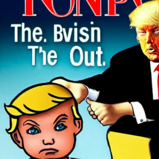 Image similar to donald trump as a baby in time out political cartoon