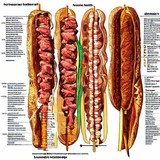 Prompt: anatomical description of a kebab