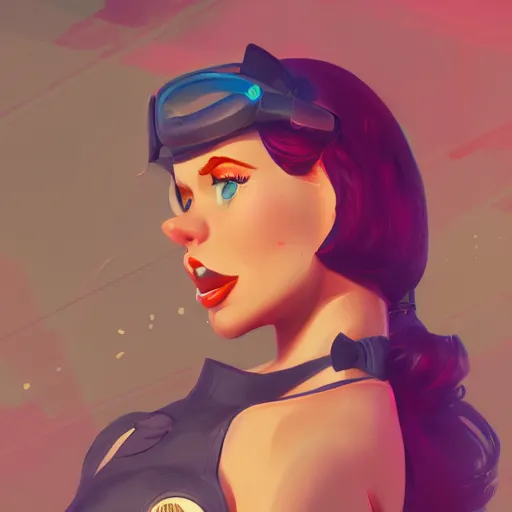 Prompt: portrait of a pinup girl, mattepainting concept blizzard pixar maya engine on stylized background splash comics global illumination lighting artstation lois van baarle, ilya kuvshinov, rossdraws