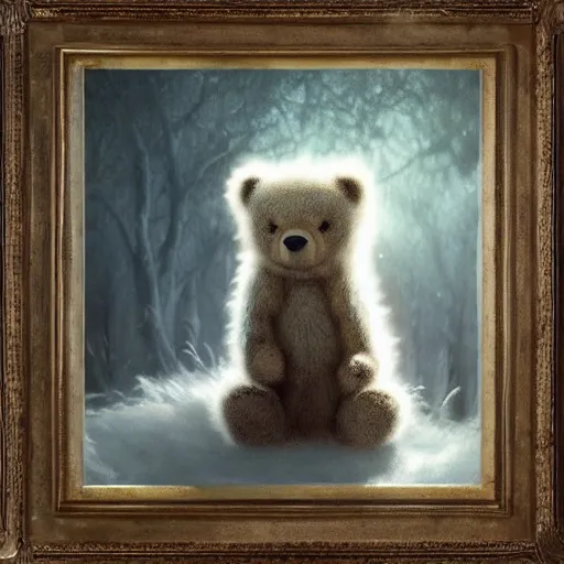 Image similar to cute fluffy bear who wants a hug digital painting, artstation, concept art, soft light, hdri, smooth, sharp focus, illustration, fantasy, intricate, elegant, highly detailed, D&D, matte painting, in the style of Greg Rutkowski and Alphonse Mucha and artemisia, 8k, highly detailed, jurgens, rutkowski, bouguereau, pastoral, rustic, georgic