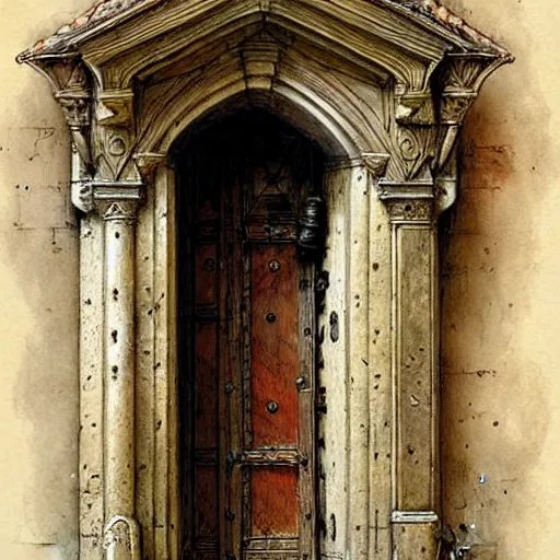 Image similar to ( ( ( ( ( complex medieval ornate door. muted colors. ) ) ) ) ) by jean - baptiste monge!!!!!!!!!!!!!!!!!!!!!!!!!!! high resolution