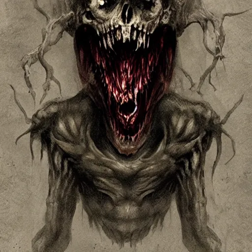 Prompt: scariest monster dark concept art