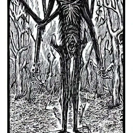 Prompt: a wendigo drawn by junji ito, horrifying, creepy,