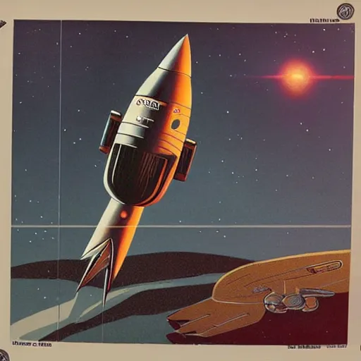 Prompt: retro sci-fi concept art of a rocket ship