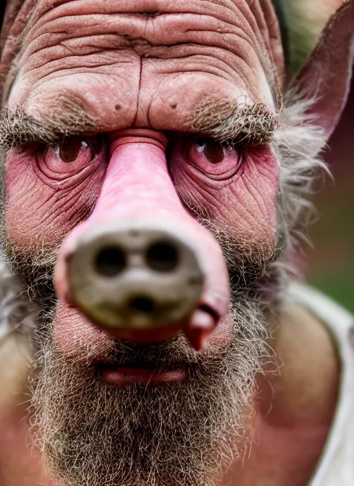 Prompt: closeup portrait of a pigman, depth of field, zeiss lens, detailed, symmetrical, centered, fashion photoshoot, by Annie Leibovitz and Steve McCurry, David Lazar, Jimmy Nelsson, Breathtaking, 8k resolution, extremely detailed, beautiful, establishing shot, artistic, hyperrealistic, beautiful face, octane render