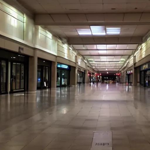 Image similar to Empty mall at night, low quality photograph, liminal space