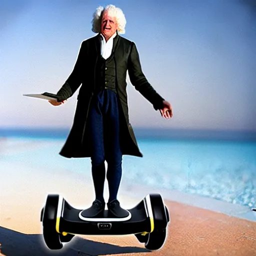 Image similar to uhd photorealisitc candid photo of sir isaac newton on a hoverboard. correct face, accurate face. photo by annie leibowitz and steve mccurry